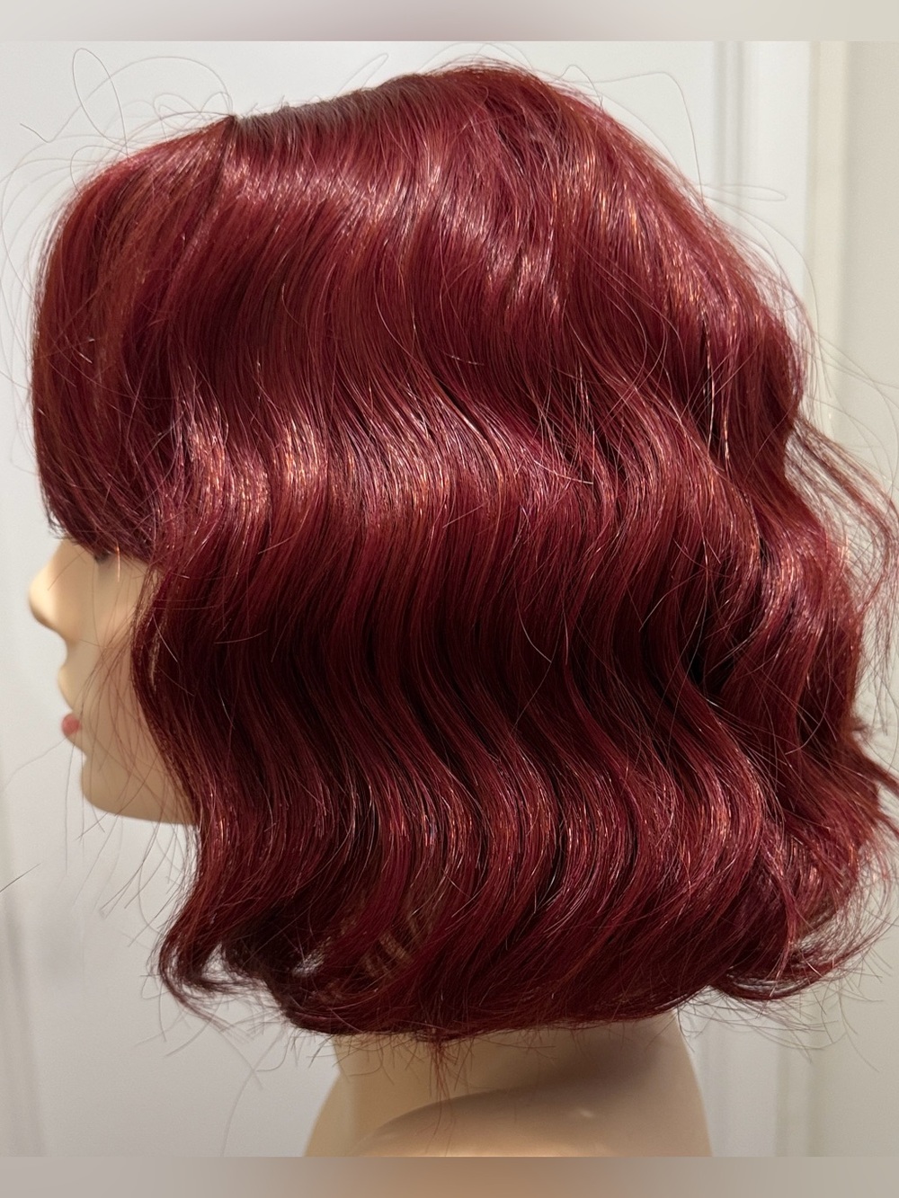 HAIR, 12” Wavy with Bangs, Burgundy/Wine